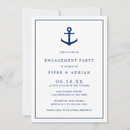 Invitación Nautical Anchor Naval Blue Elegant Engagement Part