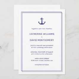 Invitación Nautical Anchor Naval y Boda Minimalista blanco