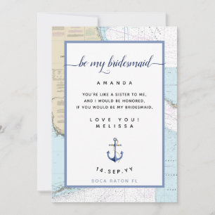 Invitación Nautical Be My Bridesmaid Sur de Florida