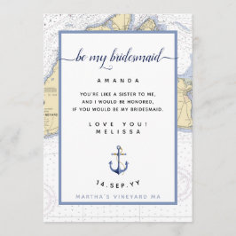 Invitación Nautical Be My Bridesmaid | Viñedo de Martha