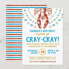 Invitación Nautical Beach Crayfish Shell Adultos Fiesta de Cu
