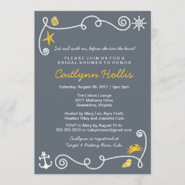 Invitación Nautical Beach Grey & Yellow Bridal o Baby Shower