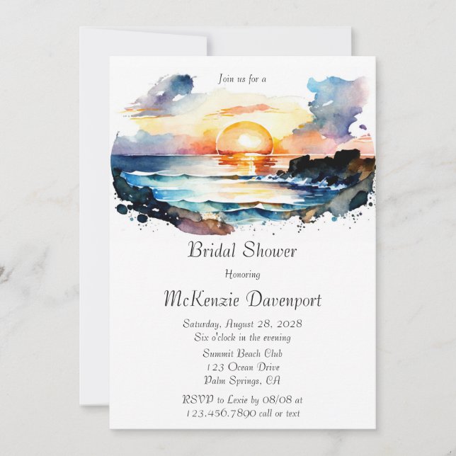 Invitación Nautical Beach Scene Bridal Shower (Anverso)