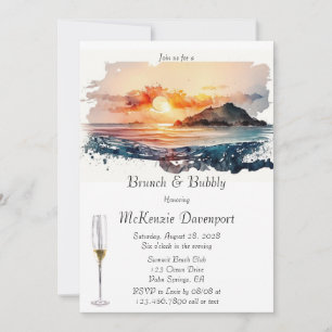 Invitación Nautical Beach Scene Brunch & Bubbly