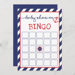 Invitación Nautical Bingo Baby Shower Game Navy Red