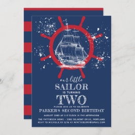 Invitación Nautical Birthday Sailor Blue