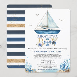 Invitación Nautical Boat Ahoy es un chico Baby Shower por cor