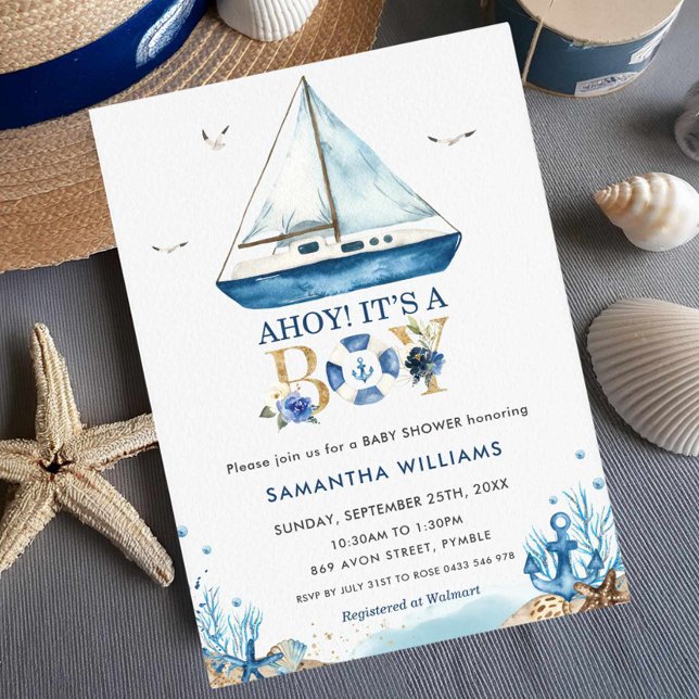 Invitación Nautical Boat Ahoy es un niño Baby Shower (Subido por el creador)