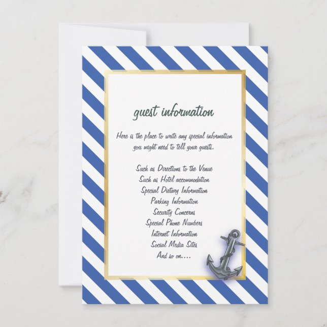 Invitación Nautical Bote Anchor Fabulous Sailing Boda (Anverso)