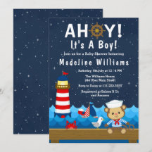 Nautical Boy Monkey Red y Baby Shower de la Marina