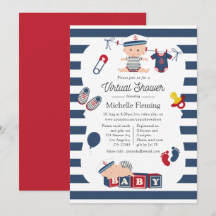 Invitación Nautical Boy Virtual Baby Shower