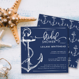 Invitación Nautical Bridal Shower White Anchor Naval