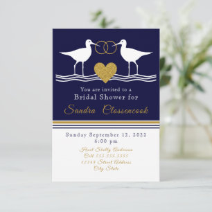 Invitación Nautical Coastal Bridal Shower Naval de Sandpiper