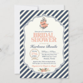 Invitación Nautical Floral Anchor Bridal Shower
