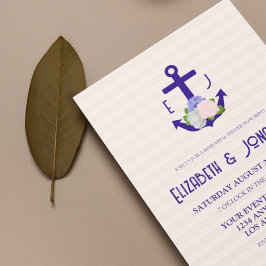 Invitación Nautical Floral Stripes Rehearsal Dinner