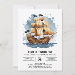Invitación Nautical Fun Treasure Map Pirata Cumpleaños