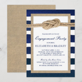 Invitación Nautical Knot Navy Stripes Bridal Engagement Party