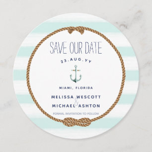 Invitación Nautical Knot Sea Foam Watercolor Save the Date