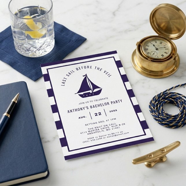 Invitación Nautical Last Sail Before the Veil Bachelor Party (Subido por el creador)