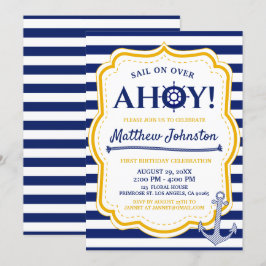 Invitación Nautical Naval Barco Niño Anchor De Banda
