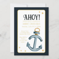 Nautical Navy Blue Ahoy Cumpleaños