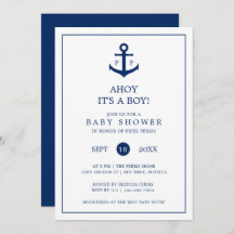 Nautical Navy Blue Anchor Monograma Boy Baby Showe