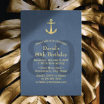 Invitación Nautical Navy Blue Gold Anchor 80th Birthday Party<br><div class="desc">Invitaciones a la Fiesta de Cumpleaños 80 del Ancla de Oro Azul de la Marina Náutica.</div>