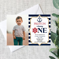 Nautical Navy Blue One Picture 1er cumpleaños