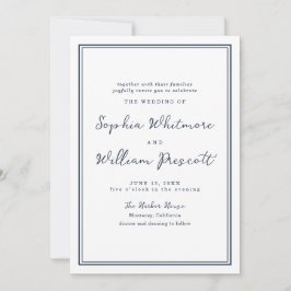 Invitación Nautical Navy Stripe Wedding Invitation