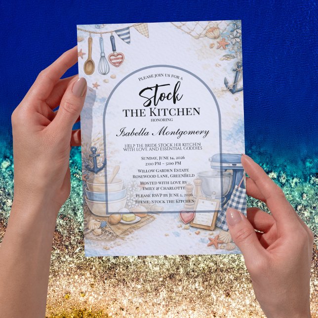 Invitación Nautical Ocean Bridal Shower Kitchen Themed (Nautical Ocean Kitchen Themed Invitations
)