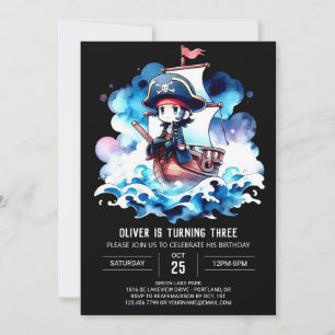 Invitación Nautical Pastel Pirate Cumpleaños