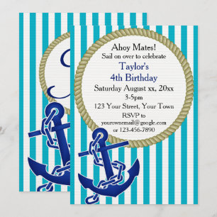 Invitación Nautical Personalized Birday Party