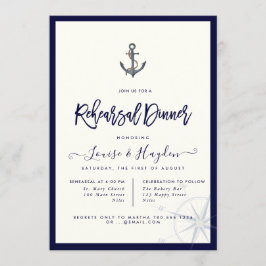 Invitación Nautical Rope Anchor Nave Blue Rehearsal Cena