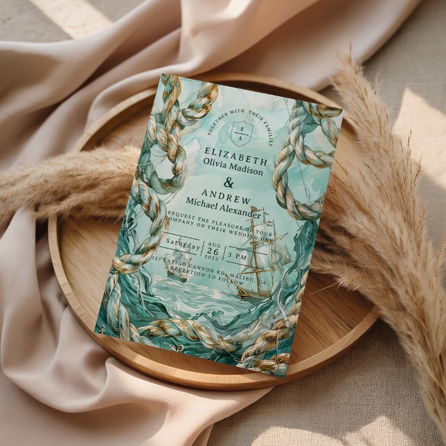 Invitación Nautical Rope Voyage Wedding (Subido por el creador)