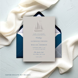 Invitación Nautical Sail Boat Formal Boda clásico moderno