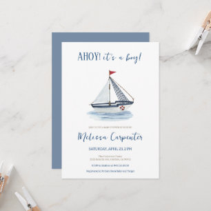 Invitación Nautical Sailboat Ahoy es una ducha de bebé