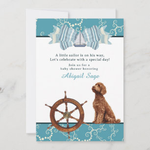 Invitación Nautical Sailboat y Goldendoodle Boy Baby Shower