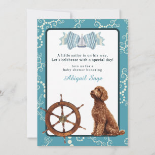 Invitación Nautical Sailboat y Goldendoodle Boy Baby Shower
