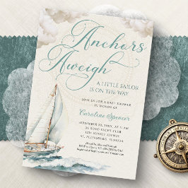 Invitación Nautical Sailing Anchor Aweigh Baby Shower