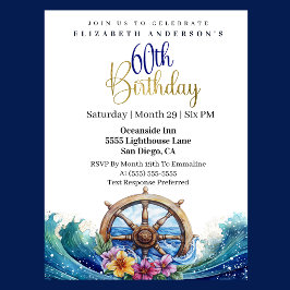 Invitación Nautical Sailing Wheel 60th Birthday