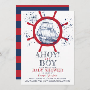Invitación Nautical Sailor Baby Shower