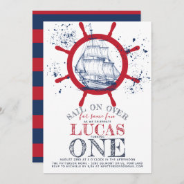 Invitación Nautical Sailor First Birday