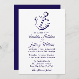 Invitación Nautical Ship Anchor Naval Boda azul Sailor