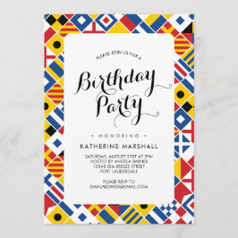 Invitación Nautical Signal Flag Pattern Cumpleaños