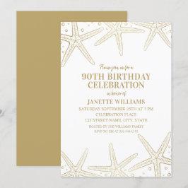 Invitación Nautical Starfish Beach Adulto 90 cumpleaños fiest