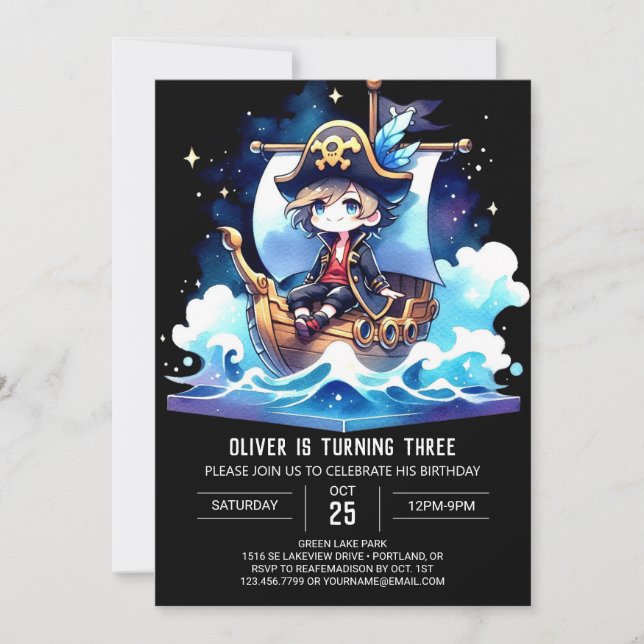 Invitación Nautical Sweet Pirate Cumpleaños (Anverso)
