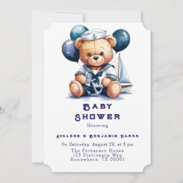 Invitación Nautical Teddy Bear Delight Boy Baby Shower