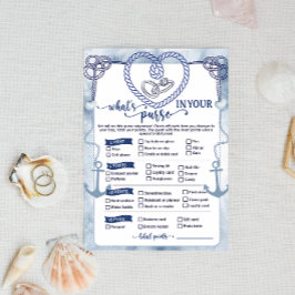Invitación Nautical What in Your Purse Game Bridal Shower