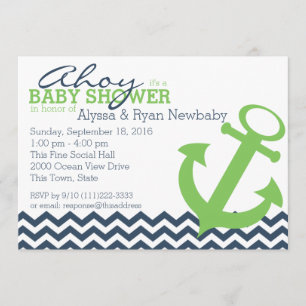 Invitación Nautical Zigzag Anchor Baby Shower