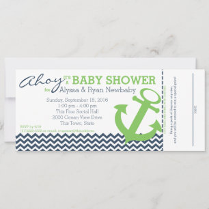 Invitación Nautical Zigzag Anchor Baby Shower
